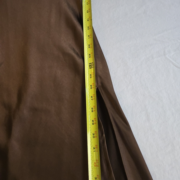 Audrey 3+1 Espresso Brown Maxi Spaghetti Strap Slip Dress Cowl Neck Thigh Slit - Picture 6 of 16